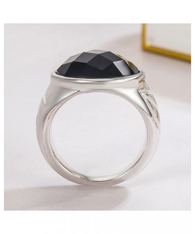 Natural Agate Rings Real 925 Sterling Silver Vintage Black Agate Stone Rings Sizes 6-13 for Women Men Boys $23.31 Rings