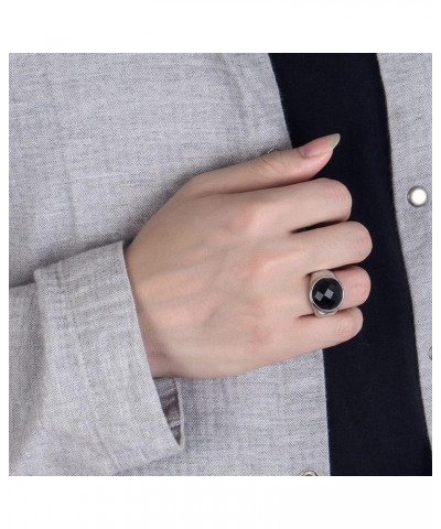 Natural Agate Rings Real 925 Sterling Silver Vintage Black Agate Stone Rings Sizes 6-13 for Women Men Boys $23.31 Rings