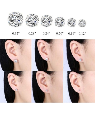 925 Sterling Silver Princess Cut Cubic Zirconia Stud Earrings for Women Men 4 Prong Sparkling Simulated Diamond Brilliance CZ...