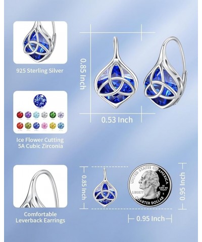 Birthstone Earrings - Sterling Silver Celtic Knot 5A Birthstone Leverback Earrings Dangle Drop Jewelry Christmas Gifts for Wo...