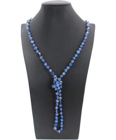 Long Beads Necklaces for Women Shell Crystal Beads 48" Long Rope Knot Necklace Costume Jewelry for Gifts Blue $9.68 Necklaces