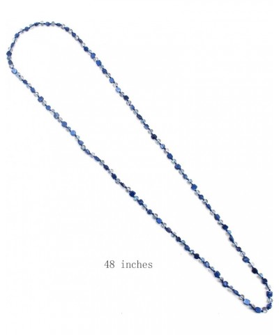 Long Beads Necklaces for Women Shell Crystal Beads 48" Long Rope Knot Necklace Costume Jewelry for Gifts Blue $9.68 Necklaces