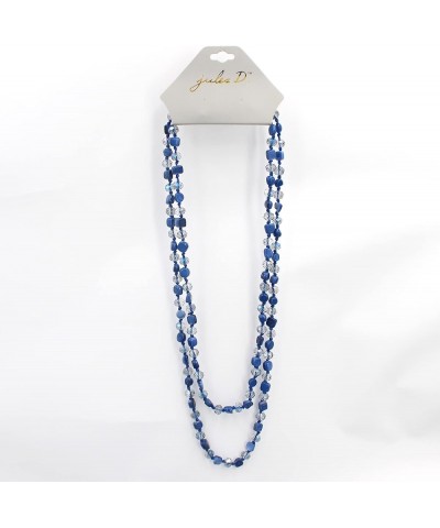 Long Beads Necklaces for Women Shell Crystal Beads 48" Long Rope Knot Necklace Costume Jewelry for Gifts Blue $9.68 Necklaces