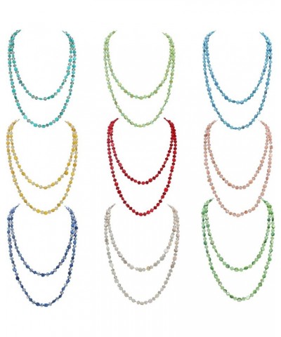 Long Beads Necklaces for Women Shell Crystal Beads 48" Long Rope Knot Necklace Costume Jewelry for Gifts Blue $9.68 Necklaces