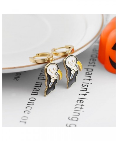 Halloween Earrings for Women 14K Gold Plated Small Hoop Earrings Ghost Pumpkin Mummy Bat Holiday Dangle Earrings Death $11.01...