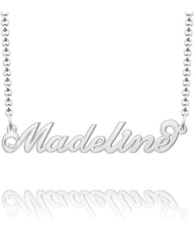 Name Necklace Personalized Gold Custom Name Plate Necklace Sterling Silver Madeline-Silver $19.37 Necklaces