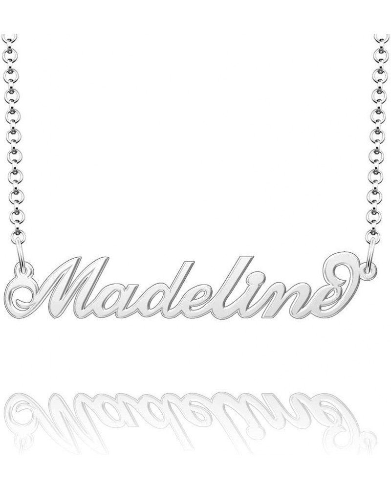 Name Necklace Personalized Gold Custom Name Plate Necklace Sterling Silver Madeline-Silver $19.37 Necklaces