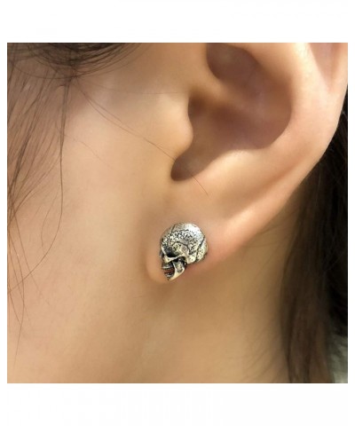 Women Men Punk Gothic 925 Sterling Silver Ear Stud Hypoallergenic Vintage Earrings Style III $16.95 Earrings