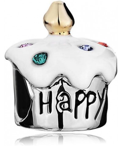 Birthday Cake Charm Happy Birthday Beads For Bracelets White $6.47 Bracelets