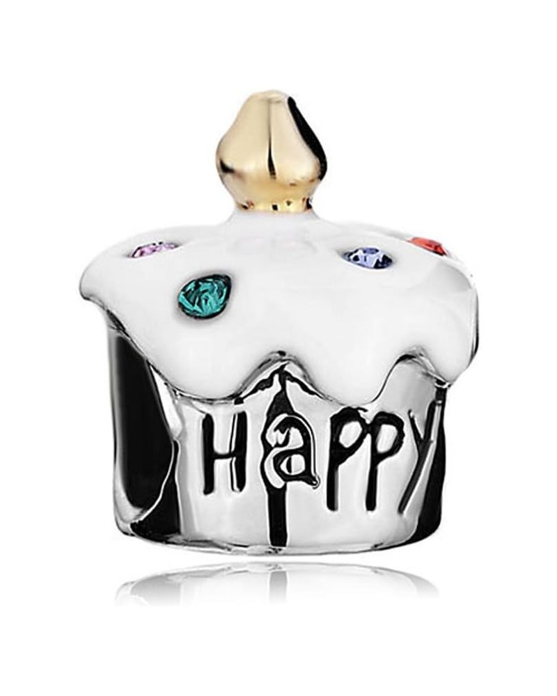 Birthday Cake Charm Happy Birthday Beads For Bracelets White $6.47 Bracelets