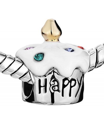 Birthday Cake Charm Happy Birthday Beads For Bracelets White $6.47 Bracelets