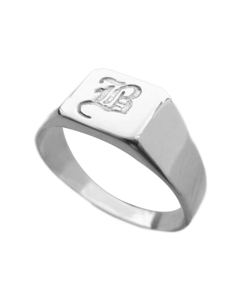 Personalized 925 Sterling Silver Old English Initial Ring for Women Unisex Statement Letter Square Signet Ring Silver $21.99 ...