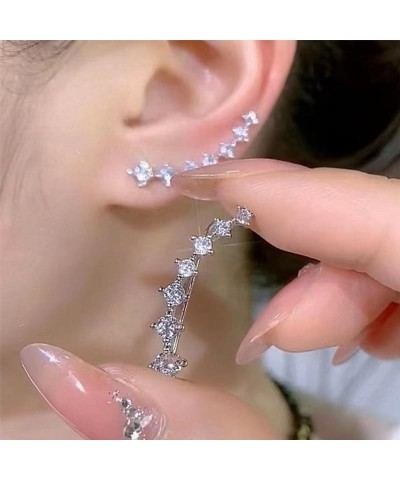 7 Crystals Ear Cuffs Stud Climbers Earrings S925 Sterling Silver Hypoallergenic Arete $6.84 Earrings