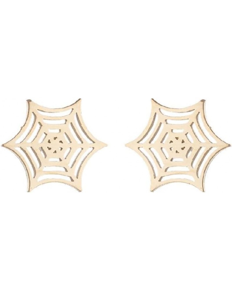 Stainless Steel High Polish An Exaggerated Giant Spider Web Dangle Earring Halloween Party Presents small gold $7.13 Earrings