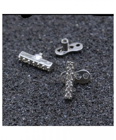 2Pcs 14G Cross Dermal Anchor Tops and Base Stainless Steel Cubic Zirconia Internally Threaded Microdermals Body Piercings Stu...