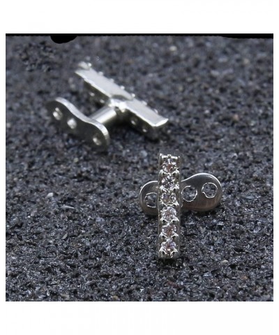 2Pcs 14G Cross Dermal Anchor Tops and Base Stainless Steel Cubic Zirconia Internally Threaded Microdermals Body Piercings Stu...