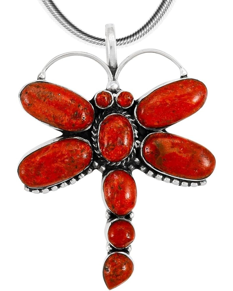 Dragonfly Turquoise Necklace Pendant Sterling Silver Genuine Turquoise & Gems (20") Coral $39.96 Necklaces