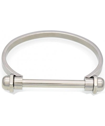 Globalwells Stainless Steel D Shape Bar Bracelet Screw Shackle Horseshoe Novelty Fashion Bangle Cuff, Unisex Silver(women) $1...