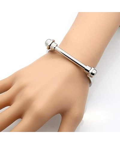 Globalwells Stainless Steel D Shape Bar Bracelet Screw Shackle Horseshoe Novelty Fashion Bangle Cuff, Unisex Silver(women) $1...