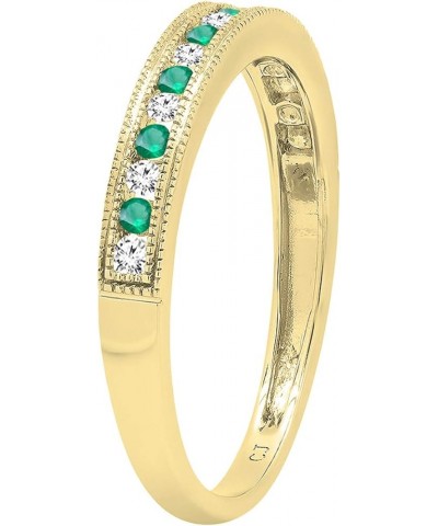 Round Emerald & Diamond Ladies Millgrain Anniversary Wedding Stackable Band, 14K Gold Yellow Gold $141.43 Bracelets