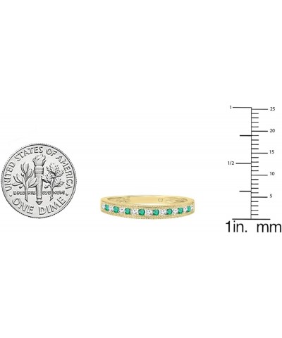 Round Emerald & Diamond Ladies Millgrain Anniversary Wedding Stackable Band, 14K Gold Yellow Gold $141.43 Bracelets