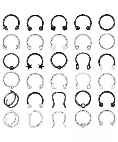 20-30 Pcs Septum Rings 16G Septum Jewelry Surgical Steel Septum Piercings Horseshoe Helix Daith Smiley Tragus Lip Rings Nose ...