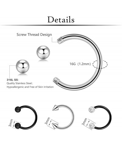 20-30 Pcs Septum Rings 16G Septum Jewelry Surgical Steel Septum Piercings Horseshoe Helix Daith Smiley Tragus Lip Rings Nose ...