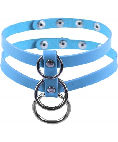 Women's PU Leather Punk Choker Necklace Fashion Necklace Adjustable Collar Gothic Carnival Halloween Accessorie Sky Blue $7.7...