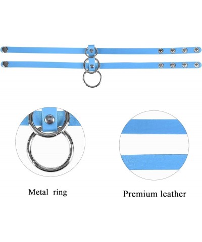 Women's PU Leather Punk Choker Necklace Fashion Necklace Adjustable Collar Gothic Carnival Halloween Accessorie Sky Blue $7.7...