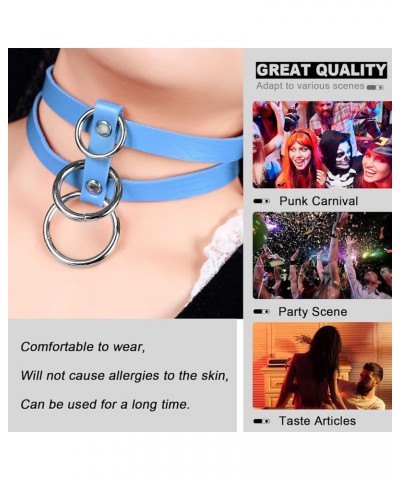 Women's PU Leather Punk Choker Necklace Fashion Necklace Adjustable Collar Gothic Carnival Halloween Accessorie Sky Blue $7.7...