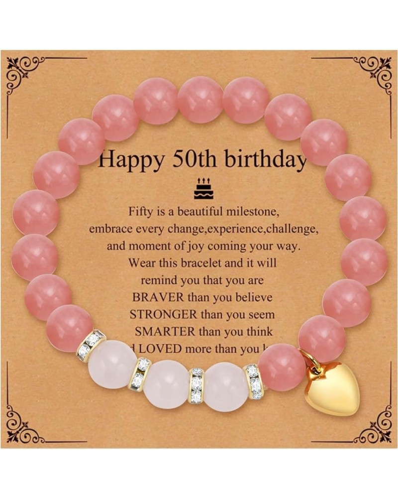 30th/40th/50th/60th Birthday Bracelet Gifts for Women,Happy Birthday Present Natural Stone Bead Bracelet Birthday Christmas G...