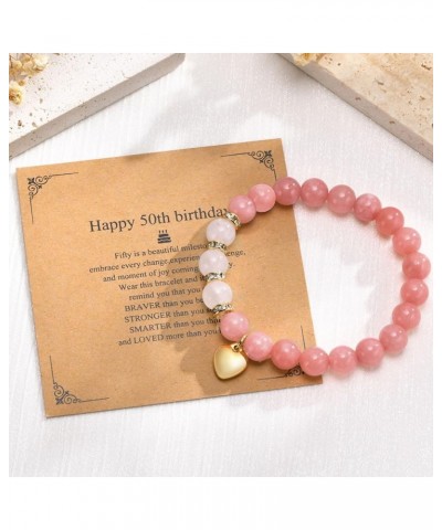 30th/40th/50th/60th Birthday Bracelet Gifts for Women,Happy Birthday Present Natural Stone Bead Bracelet Birthday Christmas G...