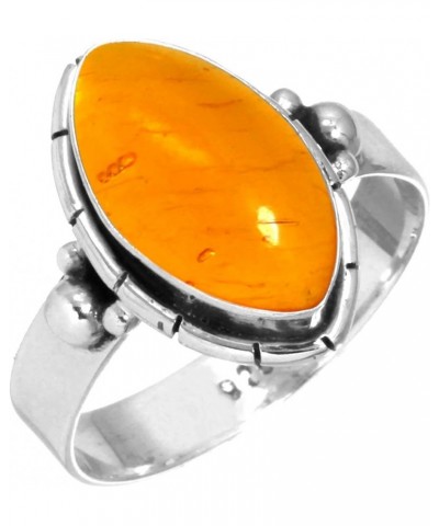 925 Sterling Silver Handmade Ring for Women 7x14 Marquoise Gemstone Costume Silver Jewelry for Gift (99092_R) Amber $16.21 Rings