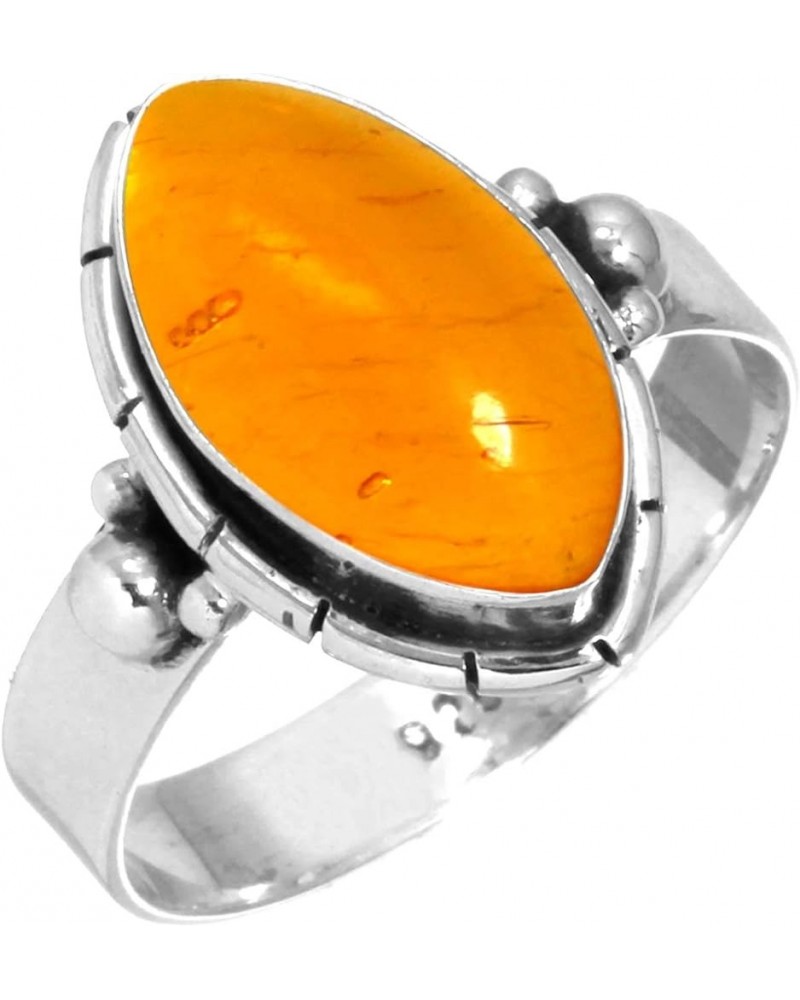 925 Sterling Silver Handmade Ring for Women 7x14 Marquoise Gemstone Costume Silver Jewelry for Gift (99092_R) Amber $16.21 Rings