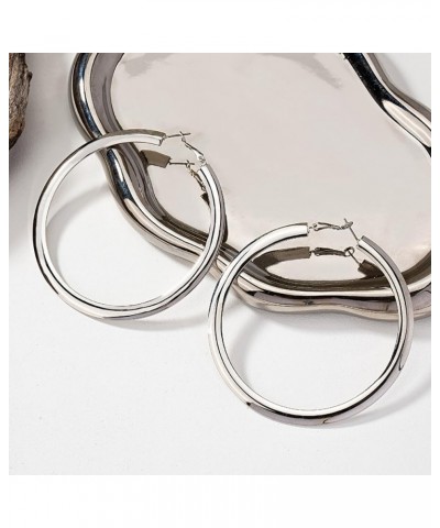 Gold Large Hoop Earrings for Women Gold Hoop Earrings Lightweight Plated Big Circle Hoop Earrings for Women Girls Silver $7.6...