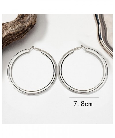 Gold Large Hoop Earrings for Women Gold Hoop Earrings Lightweight Plated Big Circle Hoop Earrings for Women Girls Silver $7.6...