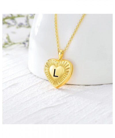 10K 14K 18K Solid Yellow Gold/Plated Gold Locket Radiation Initial Heart Locket Necklace That Holds Pictures Personalized Pho...