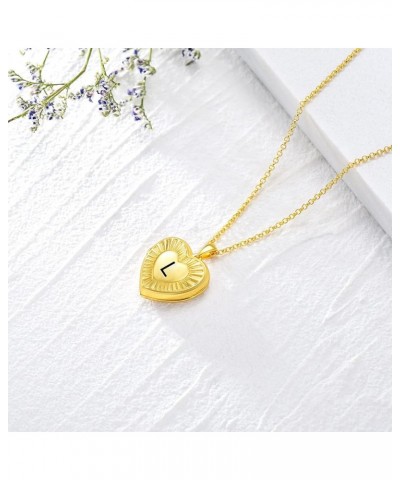 10K 14K 18K Solid Yellow Gold/Plated Gold Locket Radiation Initial Heart Locket Necklace That Holds Pictures Personalized Pho...