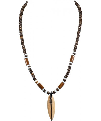 Wood Surfboard on Coconut Shell Beads Necklace Brown $10.05 Necklaces