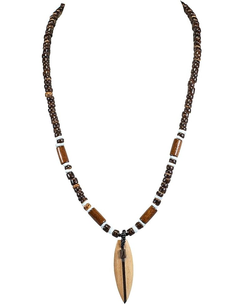 Wood Surfboard on Coconut Shell Beads Necklace Brown $10.05 Necklaces