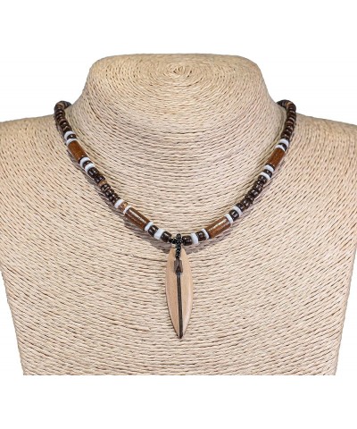 Wood Surfboard on Coconut Shell Beads Necklace Brown $10.05 Necklaces