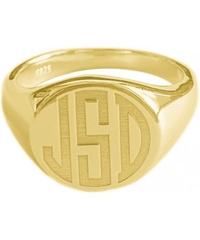 Solid 925 Sterling Silver Personalized Signet Ring Custom Made Round 3D Monogram Initial Pinky Ring Gold $23.97 Rings