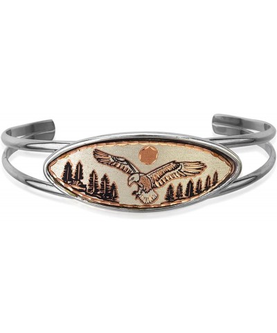 Women's Silver Bangles Cuff Bracelets with Copper Medallions: Butterflies/Horses/Flowers/Daisy Silver Bangles Eagle $14.28 Br...