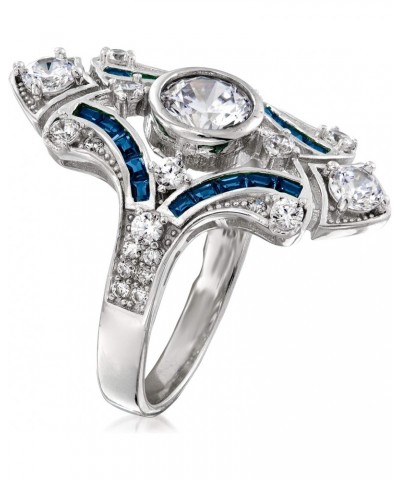 1.55 ct. t.w. CZ and .20 ct. t.w. Simulated Sapphire Ring in Sterling Silver $34.44 Rings