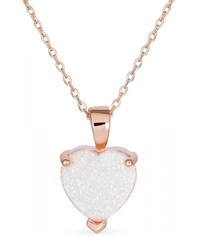 Romantic Bridal Danity Opulence Gemstone 5CT Solitaire Prong Set Created Orange White Opal Heart Shape Pendant Necklace For W...