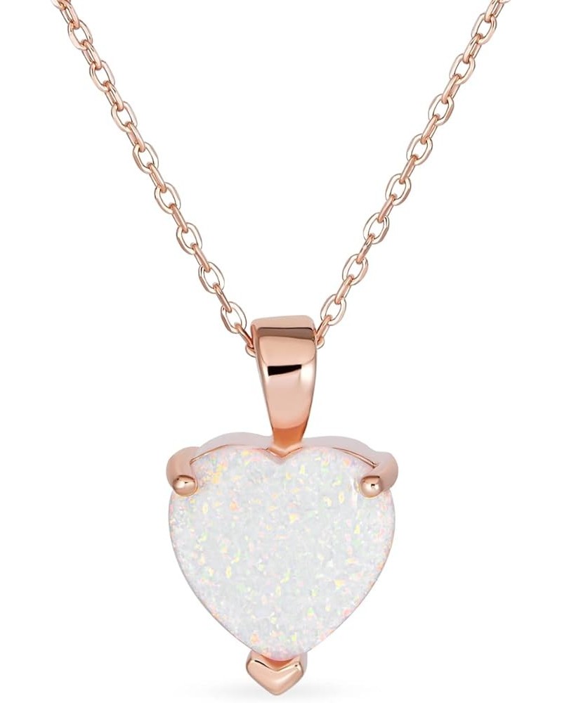 Romantic Bridal Danity Opulence Gemstone 5CT Solitaire Prong Set Created Orange White Opal Heart Shape Pendant Necklace For W...