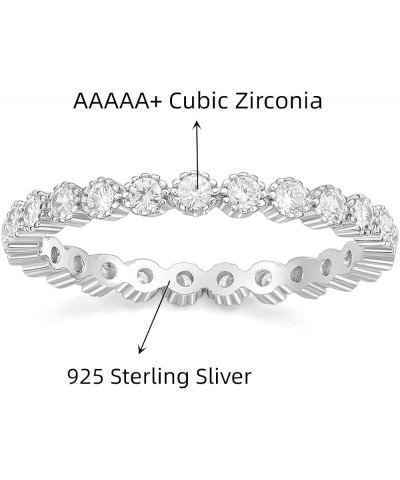 925 Sterling Silver Wedding Bands for Women Cubic Zirconia Full Eternity Stackable Band Ring Size 3-13 Silver $11.87 Rings