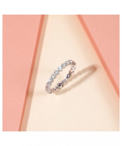 925 Sterling Silver Wedding Bands for Women Cubic Zirconia Full Eternity Stackable Band Ring Size 3-13 Silver $11.87 Rings