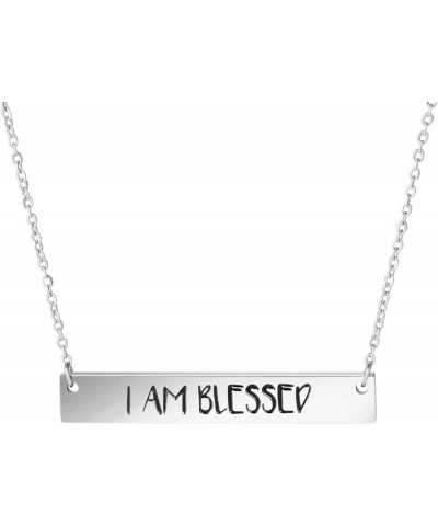 Necklaces for Women Inspirational Stainless Steel Pendant Bar Necklace Girls Gift Jewelry I AM BLESSED $9.10 Necklaces