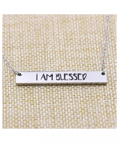 Necklaces for Women Inspirational Stainless Steel Pendant Bar Necklace Girls Gift Jewelry I AM BLESSED $9.10 Necklaces